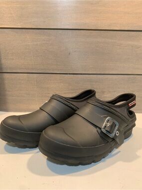 Hunter Womens Slingback Clogs in Black Sz 5 Preppy Casual Rubber